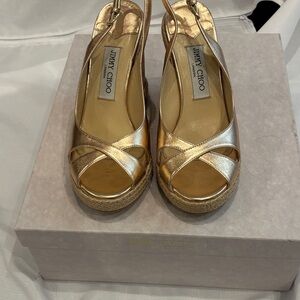 Jimmy Choo Metallic Gold Wedges